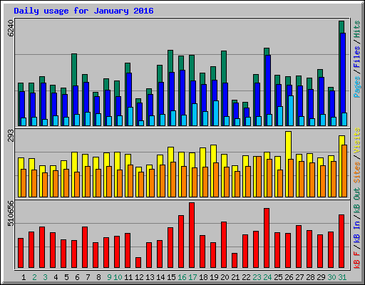 Daily usage for January 2016