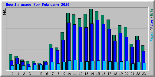 Hourly usage for February 2016